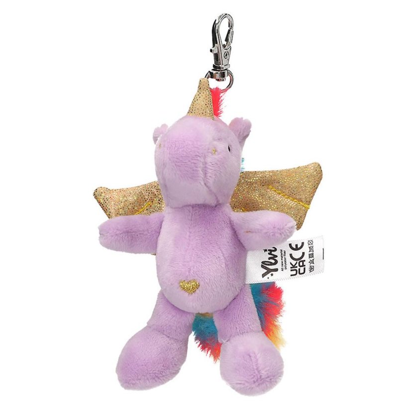 Ylvi unicorn plush keychain with carabiner, glittery wings