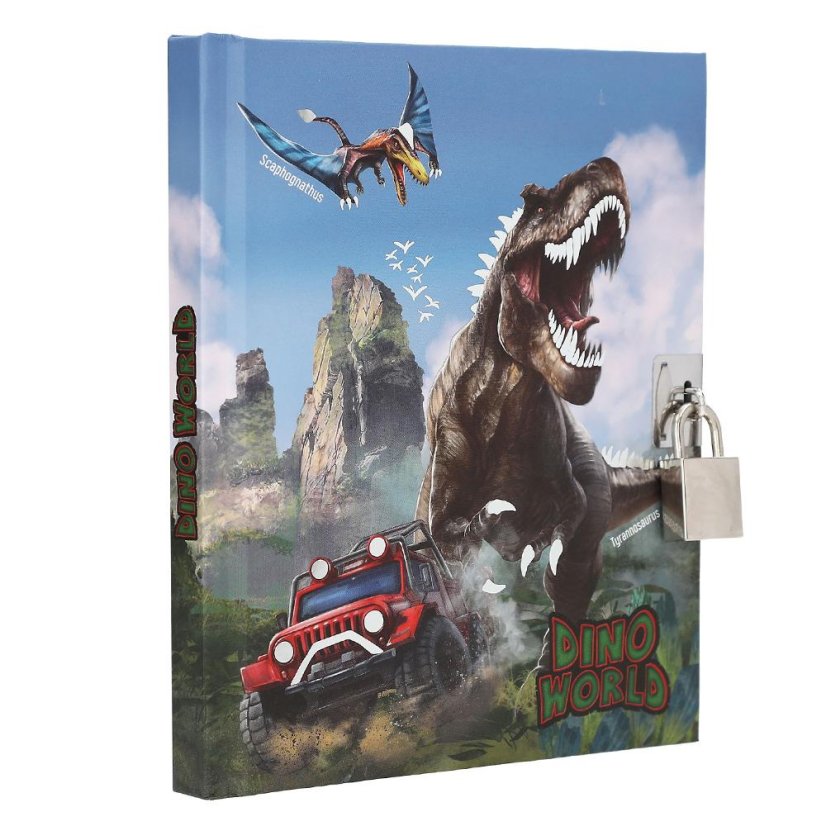 Dino World diary with lock, red Jeep