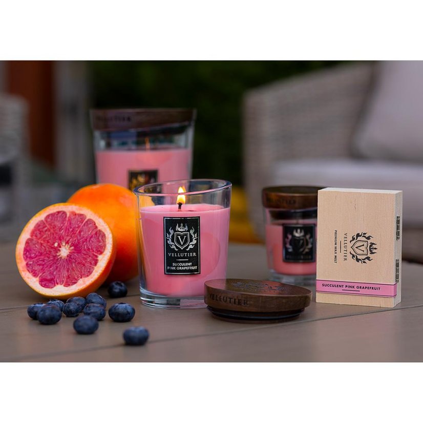 Świeca Vellutier duża, Succulent Pink Grapefruit