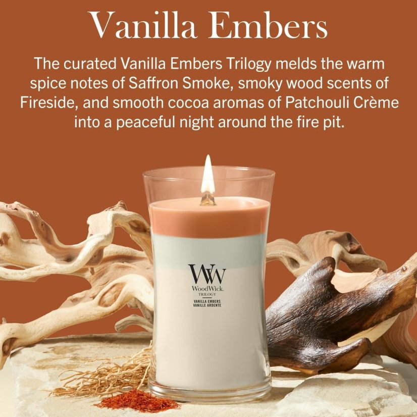 WoodWick Trilogy nagy gyertya, Vanilla Embers