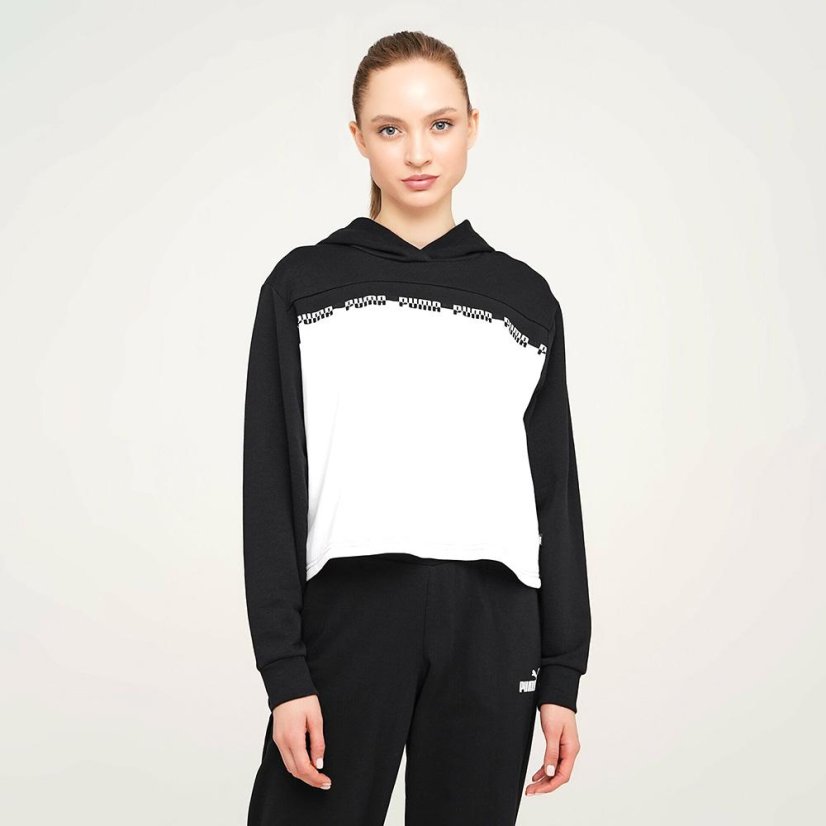Damen-Sweatshirt Puma Amplified Cropped Hoodie - Farbe: Weiß/Schwarz, Größe: S