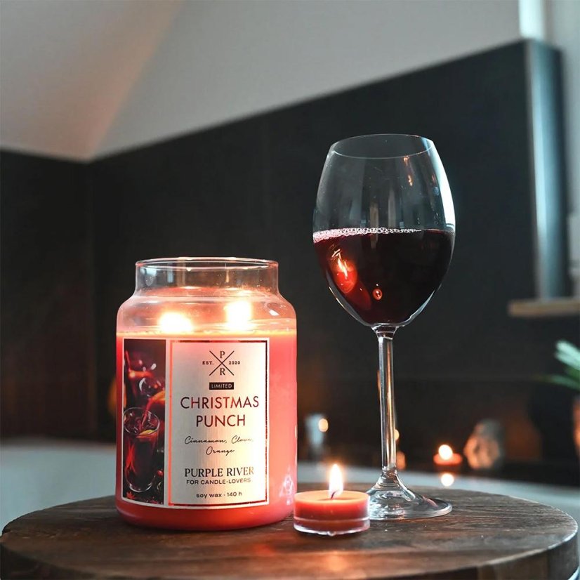 Kerze Purple River groß, Christmas Punch