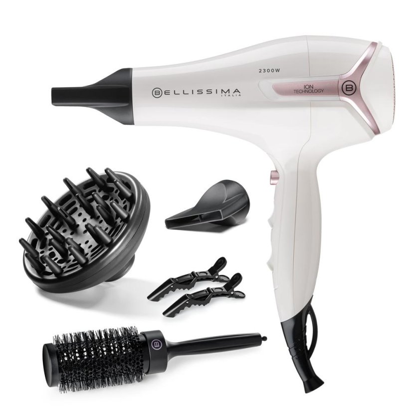Hair dryer with styling kit Bellissima 11994 K9 2600 white-pink