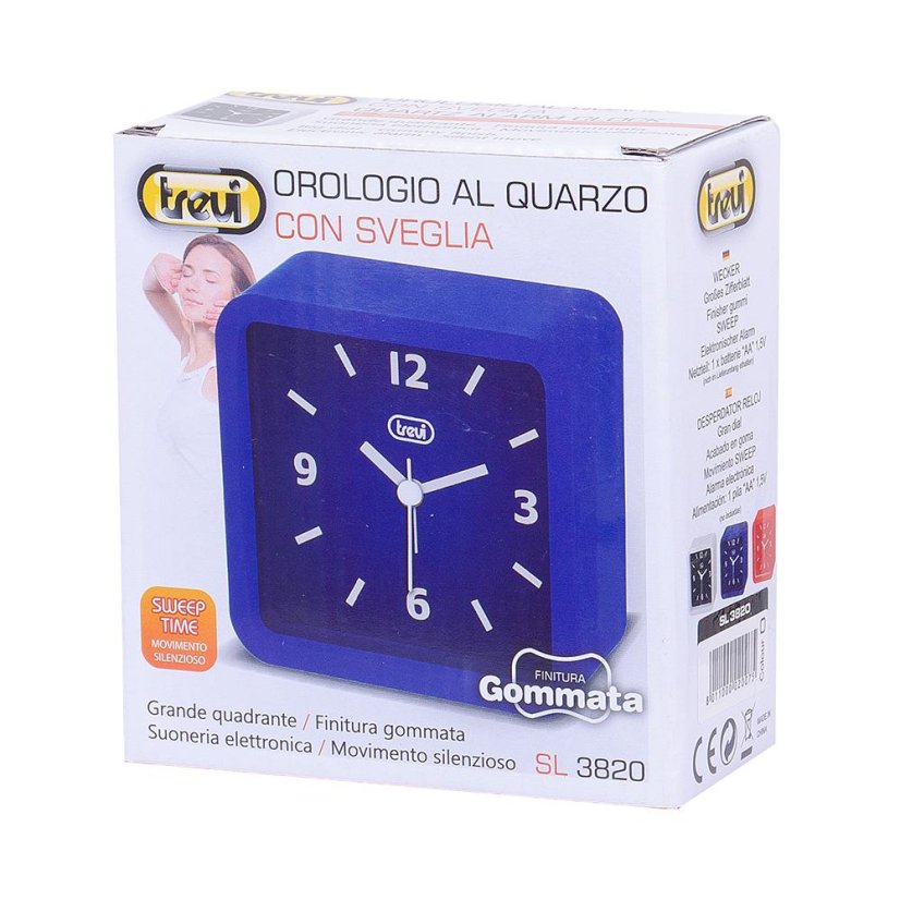 Budík se silikonovým krytem Trevi SL 3820/BL modrý