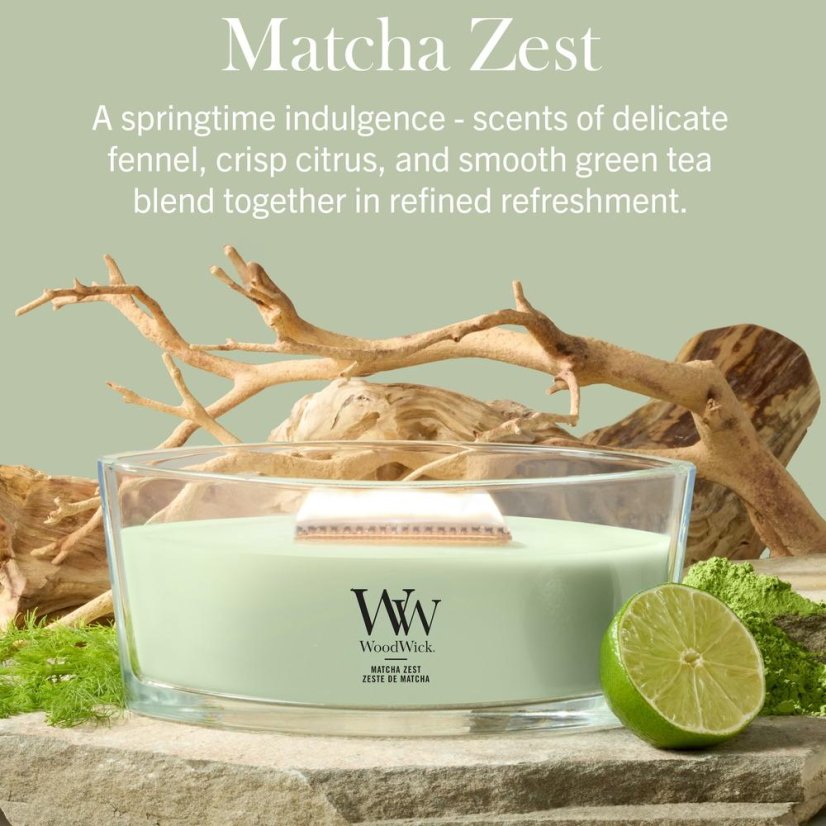 WoodWick hajó alakú gyertya, Matcha Zest