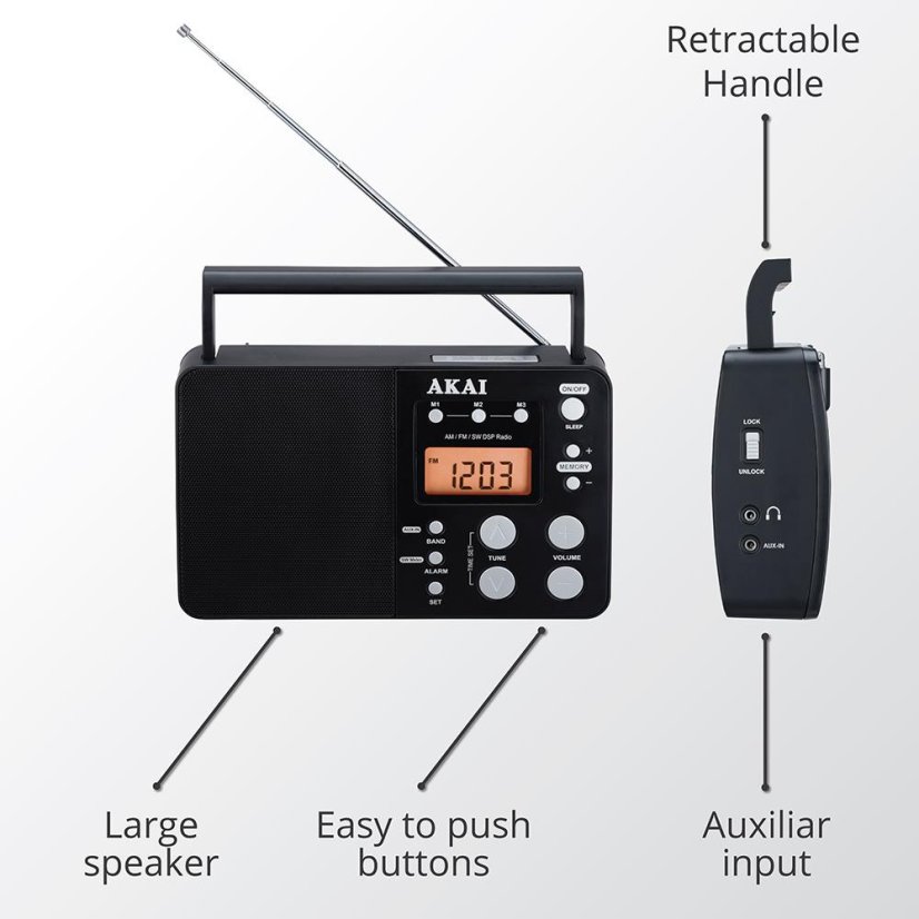 AKAI APR-200 Radio, Black