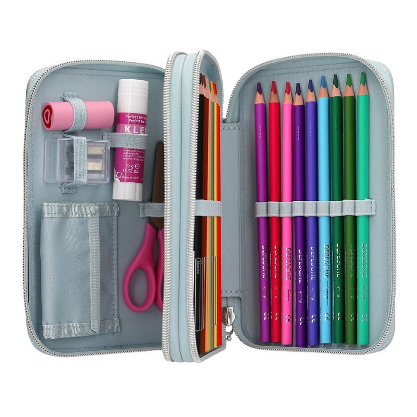 Two-tier pencil case with Miss Melody accessories, white horse