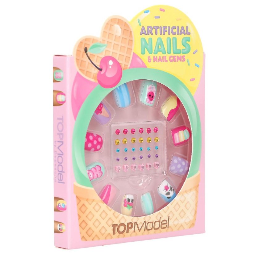 Top Model Beauty & Me self-adhesive artificial nails with rhinestones, cake design