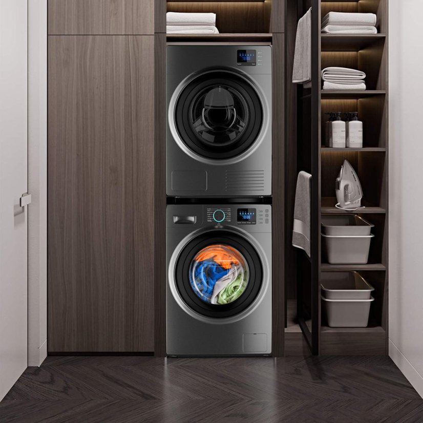 Universeller Zwischenraum zwischen Waschmaschine und Trockner mit ausziehbarem Regal Meliconi Torre Black 656136 schwarz