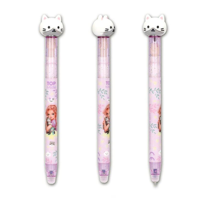Top Model Blooming Kitty Eraser Gel Pen with Cat, Purple