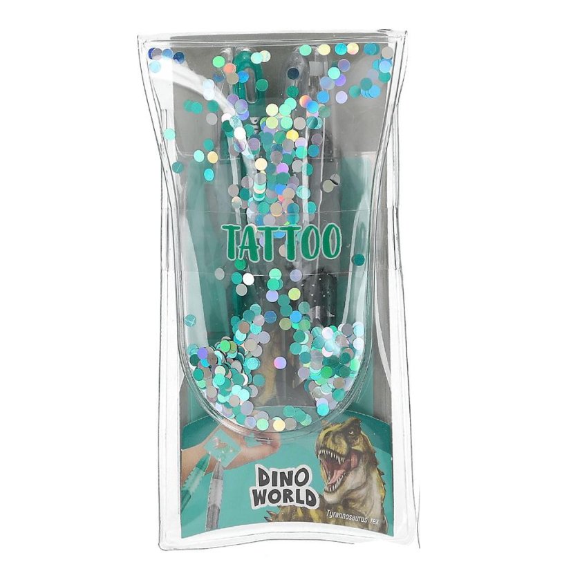 Dino World glitter gel tattoo pens