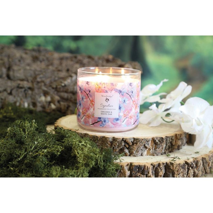 Świeca Woodbridge Signature, Orchids & White Oak