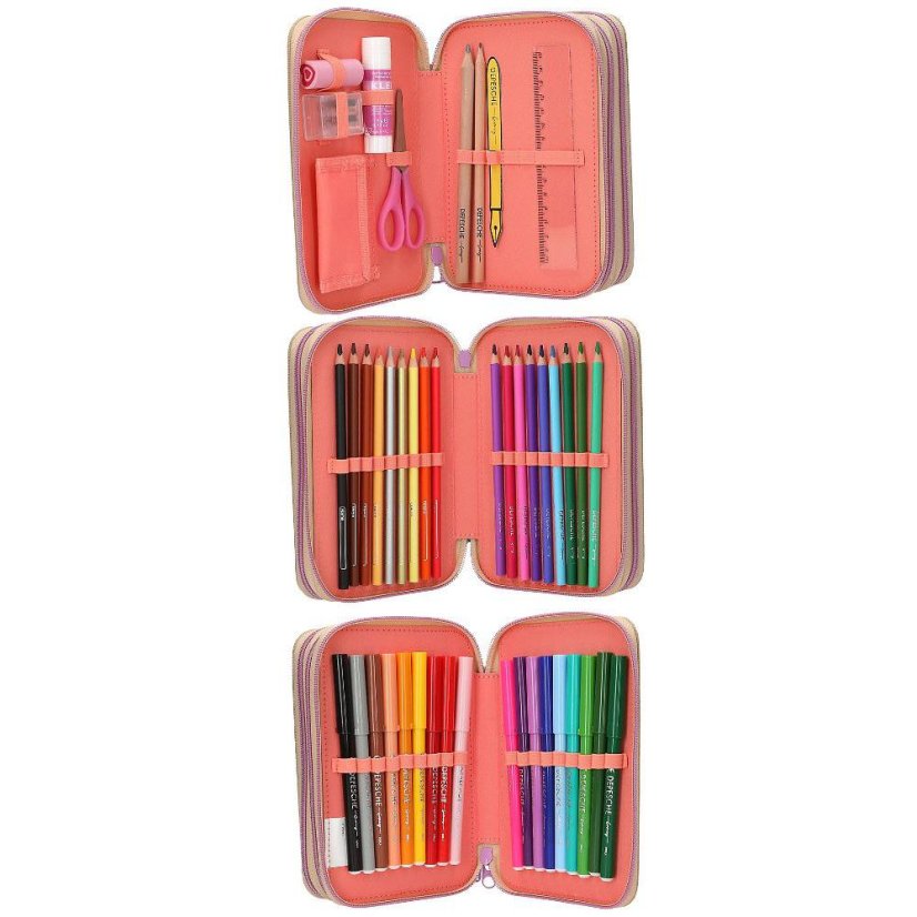 Three-tier pencil case with Top Model Girl Power, Fergie & Jill accessories