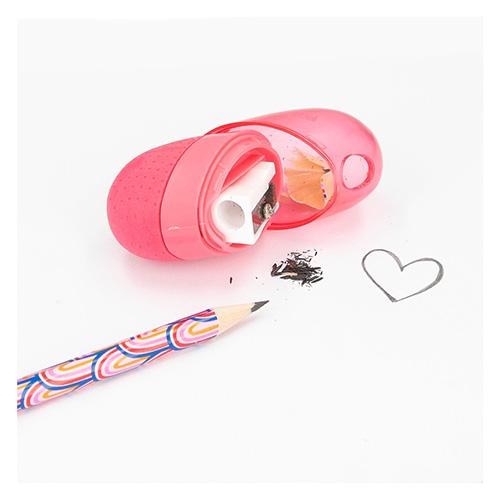 Heart-shaped eraser and Top Model Best Friend pencil sharpener, pink