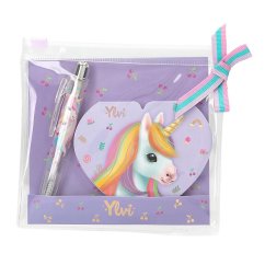 Sada mini bločku ve tvaru srdíčka a propisky Ylvi