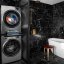 Zwischenstück für Waschmaschine und Wäschetrockner Meliconi 656136 Torre Black, schwarz