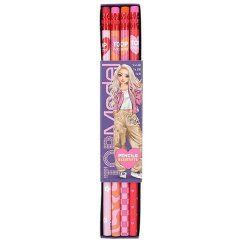 Set mit vier Bleistiften mit Radiergummi Top Model, Candy, rot