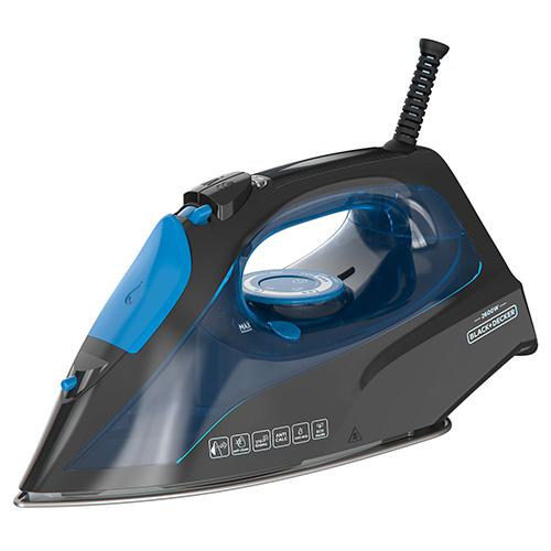 Black+Decker BXIR2605E steam iron, black and blue