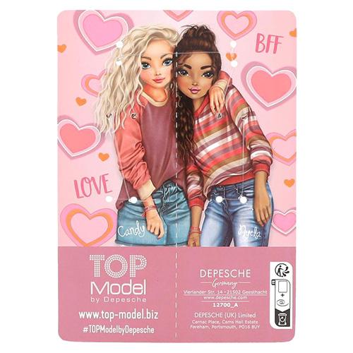 Prívesok s karabínkou v tvare srdca Top Model Best Friends, ružová