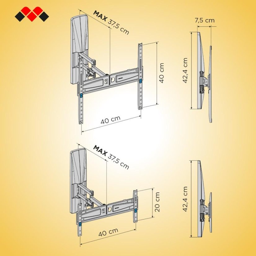 TV-Halterung (Wand/Trockenbau) Meliconi 480879 Extra XDR 200400 CG schwarz