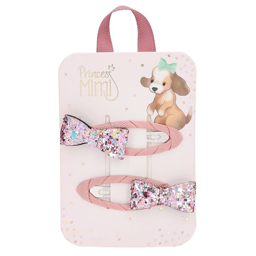 Haarspangen mit Glitzer Princess Mimi Schleifen