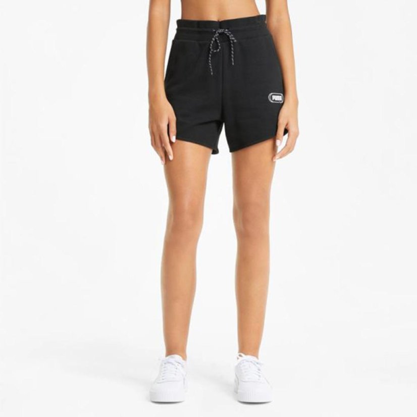 Puma Rebel 4 High Waist Women's Shorts - Color: Black, Size: L