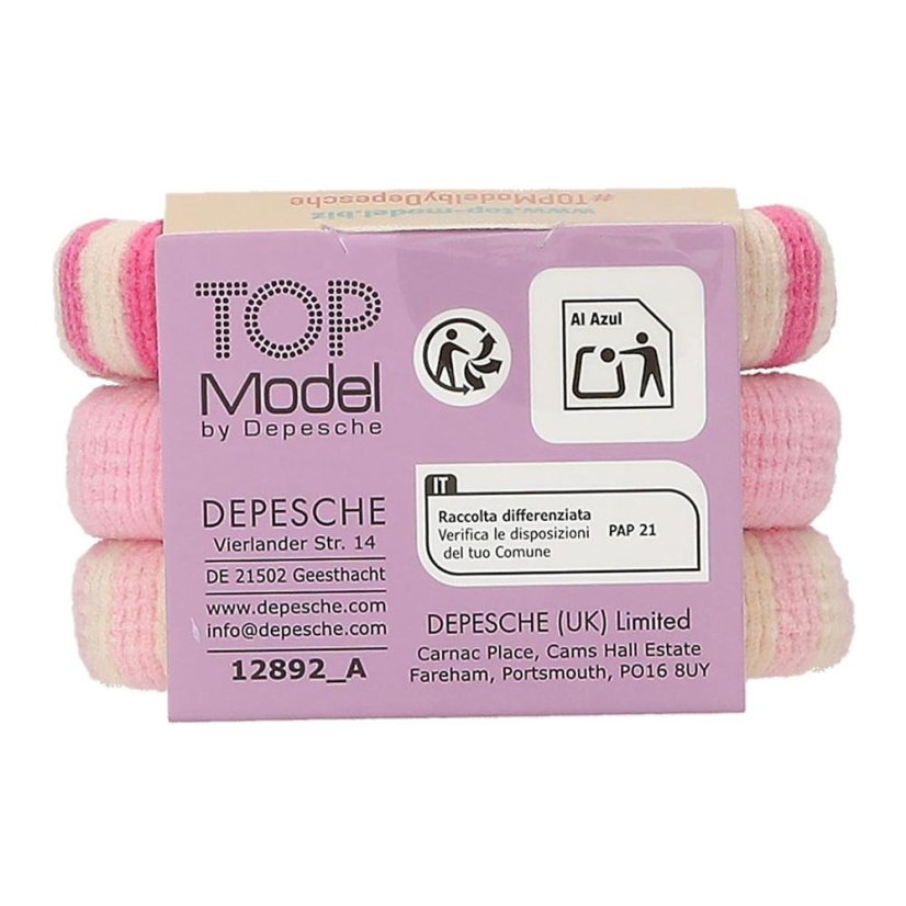 Set of three wide Top Model hair ties, pink shades
