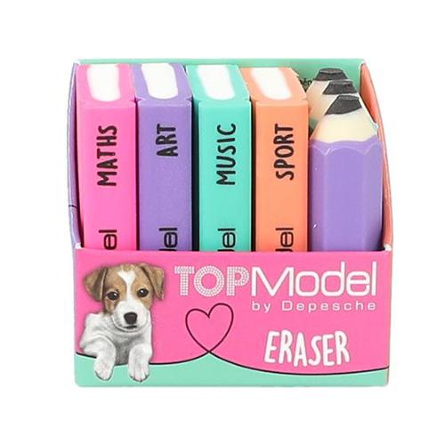Top Model erasers, 7 pcs, in the shape of books and pencils