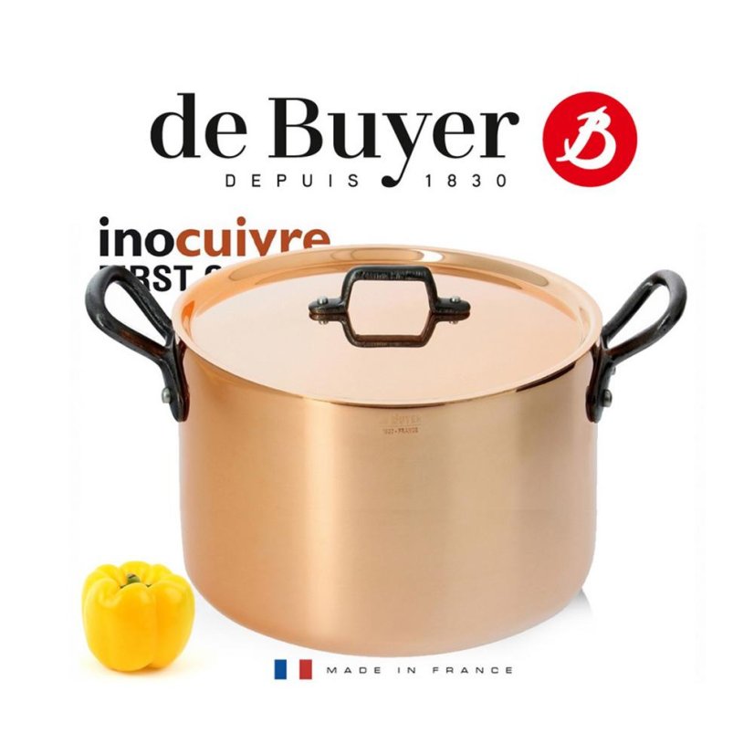 De Buyer Inocuivre 6467.24 magas fedeles edény, 24 cm