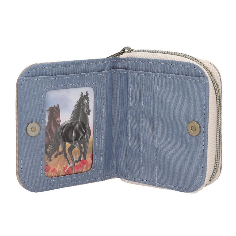 Miss Melody Poppy Sand fabric wallet with zipper