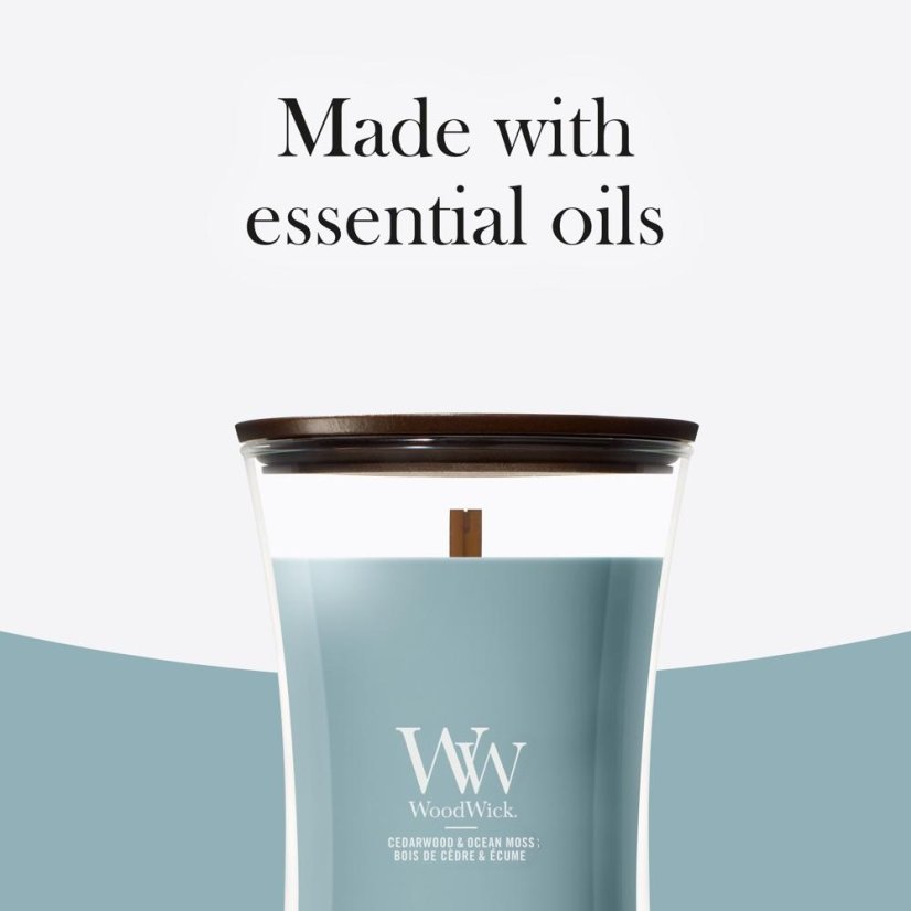 WoodWick-Kerze, groß, Cedarwood & Ocean Moss