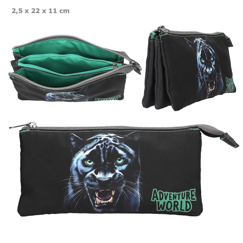 Adventure World Panther zippered pencil case