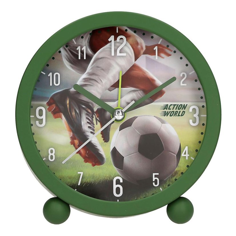 Action World Table Alarm Clock with Light, Soccer Theme