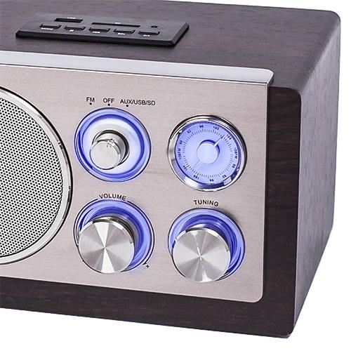 Roadstar HRA-1345NUS/WD strieborné drevené rádio