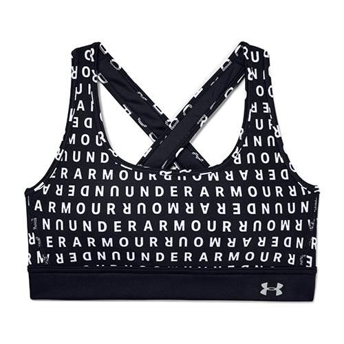 Women's Under Armour Mid Crossback Printed Bra - Color: Black, Size: S