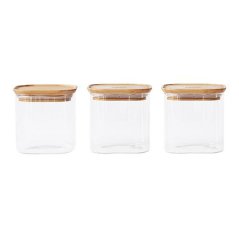 Set mit 3 Glasbehältern Pebbly PKV-015, 800 ml