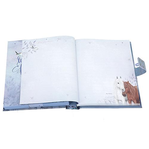 Miss Melody diary with lock, white horse