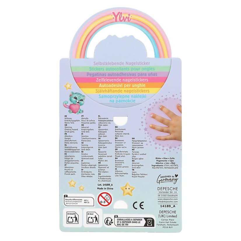 Ylvi Nail Sticker Set, Blue Background