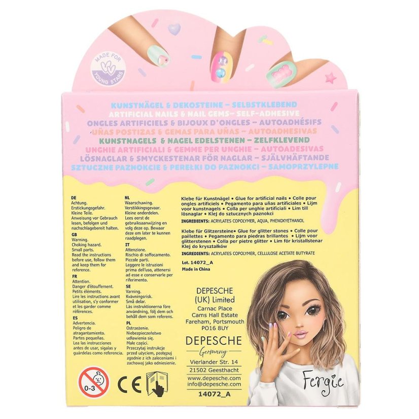 Top Model Beauty & Me self-adhesive artificial nails with rhinestones, cake design
