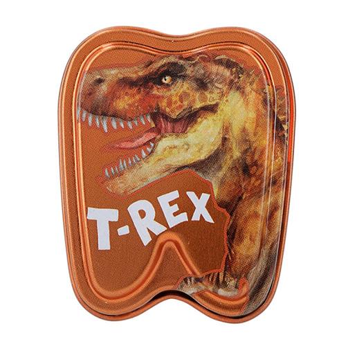Dino World T-Rex narancssárga fém fogdoboz