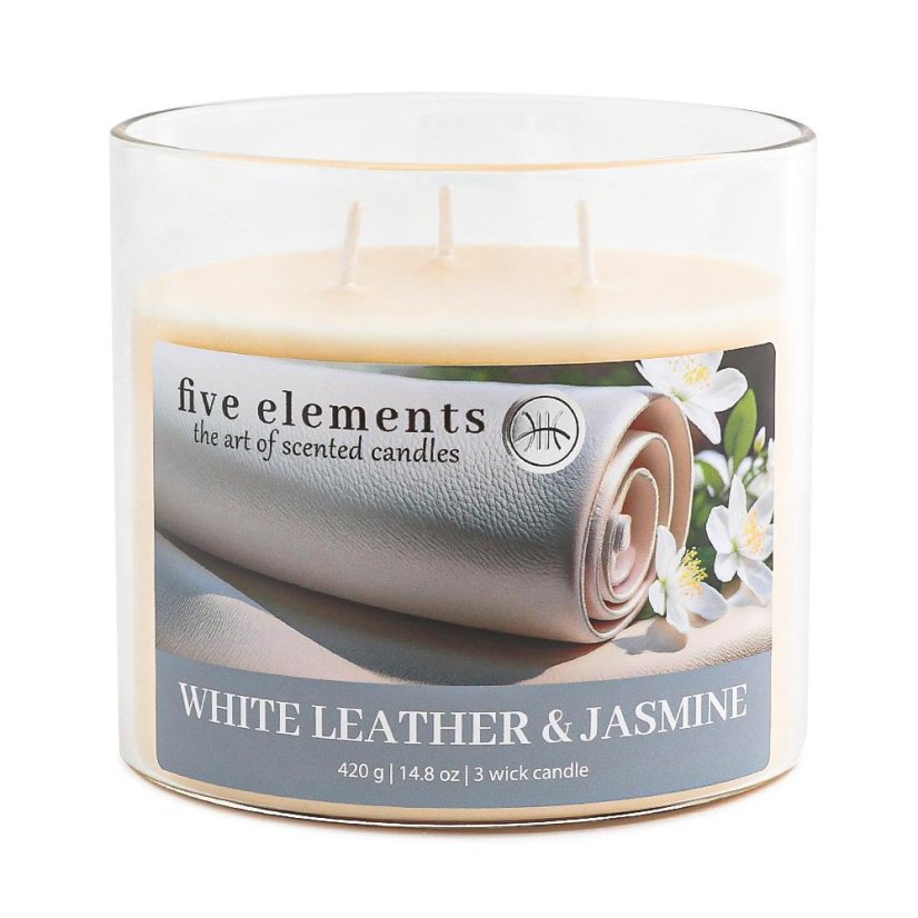 Svíčka Five Elements White Leather & Jasmine