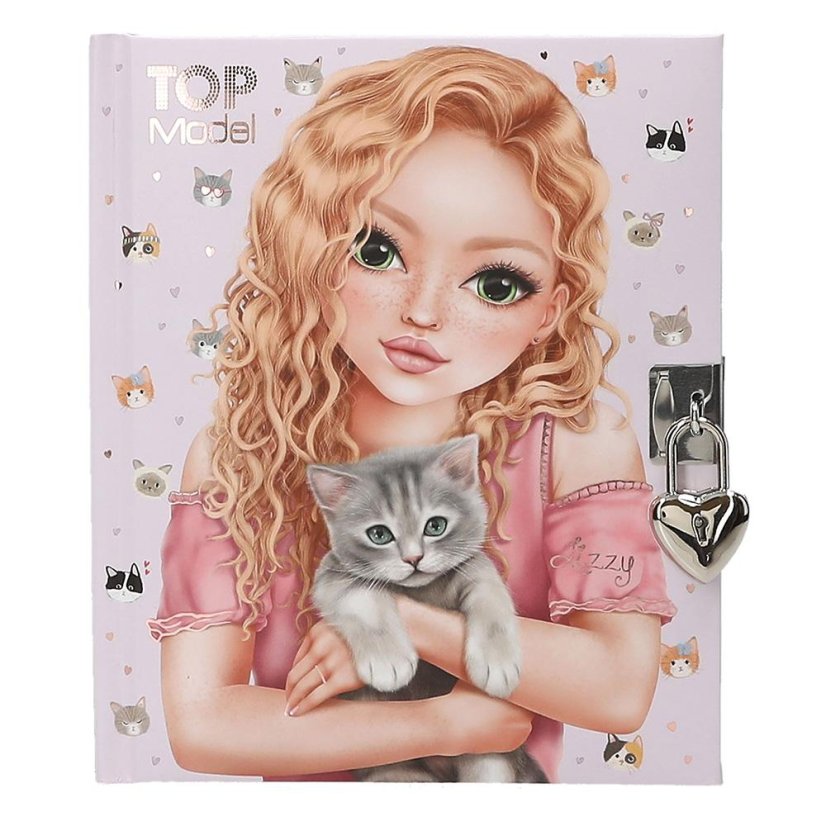 Diář na zámek Top Model Kitty & Doggy, Lizzy a kotě