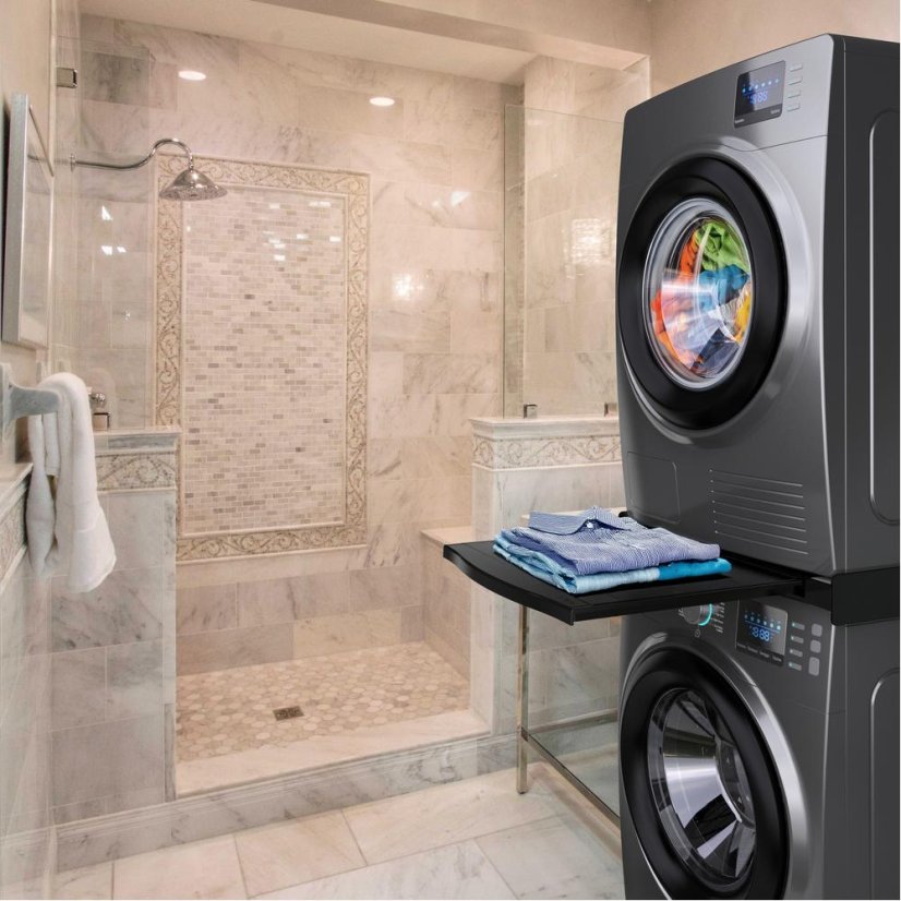 Zwischenstück für Waschmaschine und Wäschetrockner Meliconi 656136 Torre Black, schwarz