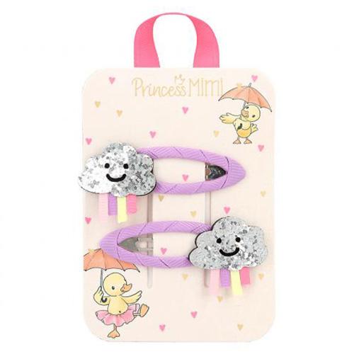 Princess Mimi hair clips, 2 pcs, Silver Cloud