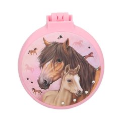Top Model Foldable Hairbrush with Mirror, Pink