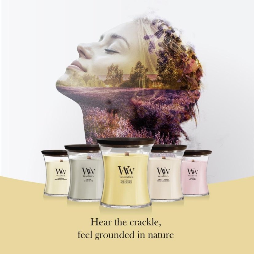 WoodWick közepes méretű gyertya, Yuzu & Vetiver