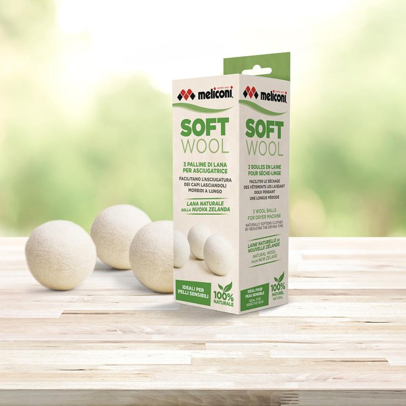 Wool balls for dryers, 3 pcs, antibacterial  Meliconi 621026
