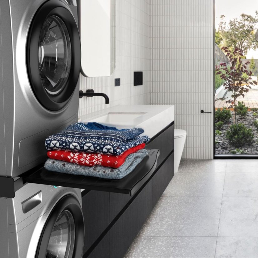 Zwischenstück für Waschmaschine und Wäschetrockner Meliconi 656136 Torre Black, schwarz