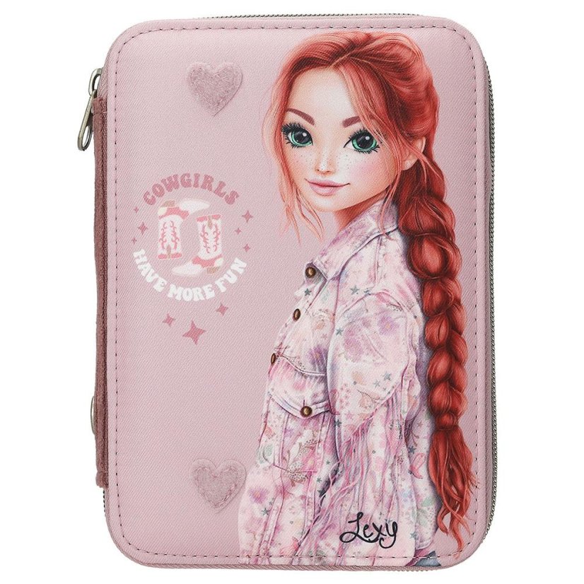 Pencil case with accessories and Velcro pouch Top Model CowGirl