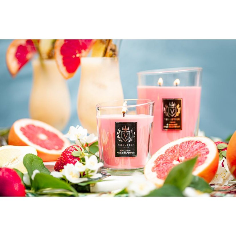 Świeca Vellutier duża, Succulent Pink Grapefruit